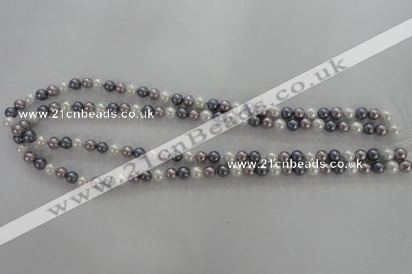 CSB1010 15.5 inches 6mm round mixed color shell pearl beads