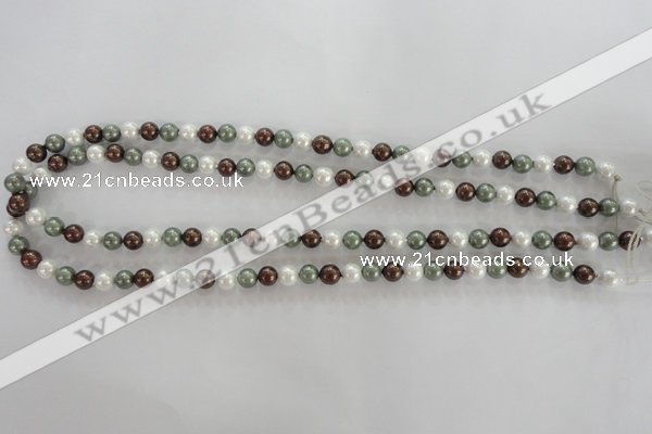 CSB1012 15.5 inches 6mm round mixed color shell pearl beads