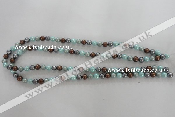 CSB1013 15.5 inches 6mm round mixed color shell pearl beads