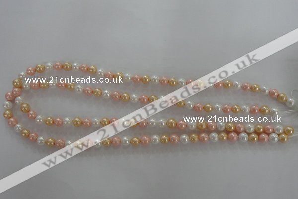 CSB1014 15.5 inches 6mm round mixed color shell pearl beads
