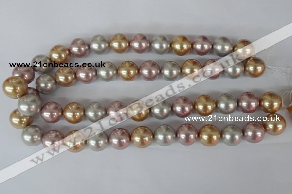 CSB103 15.5 inches 16mm round mixed color shell pearl beads