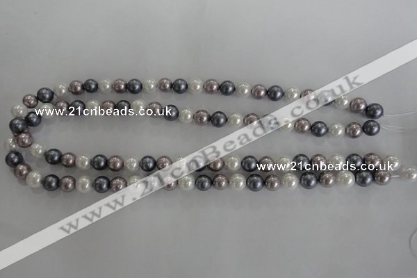 CSB1030 15.5 inches 8mm round mixed color shell pearl beads