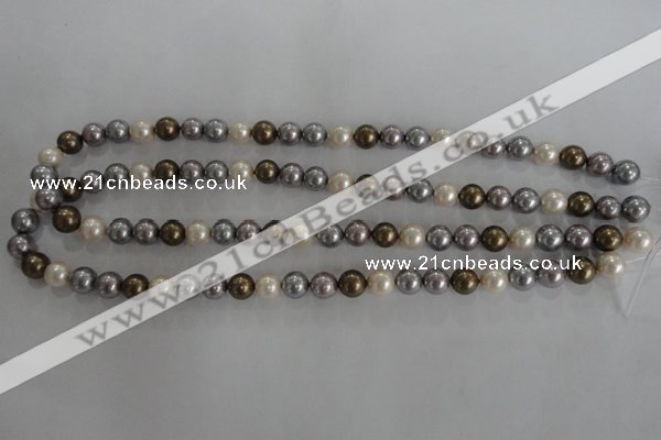 CSB1031 15.5 inches 8mm round mixed color shell pearl beads