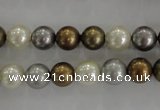 CSB1032 15.5 inches 8mm round mixed color shell pearl beads