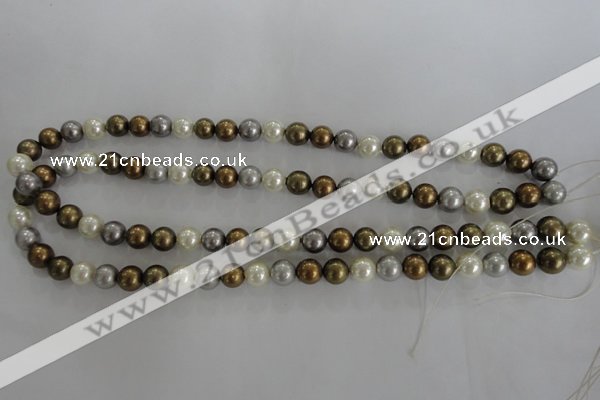 CSB1032 15.5 inches 8mm round mixed color shell pearl beads