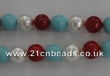 CSB1033 15.5 inches 8mm round mixed color shell pearl beads