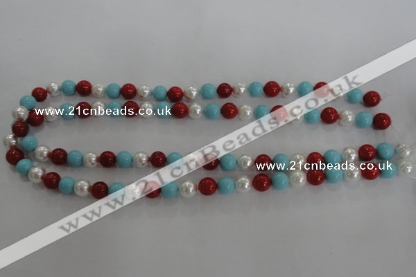 CSB1033 15.5 inches 8mm round mixed color shell pearl beads