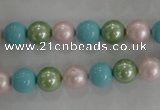 CSB1034 15.5 inches 8mm round mixed color shell pearl beads