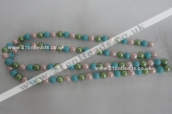 CSB1034 15.5 inches 8mm round mixed color shell pearl beads