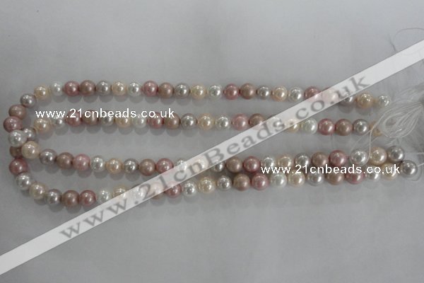 CSB1035 15.5 inches 8mm round mixed color shell pearl beads