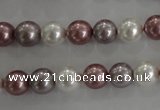 CSB1036 15.5 inches 8mm round mixed color shell pearl beads