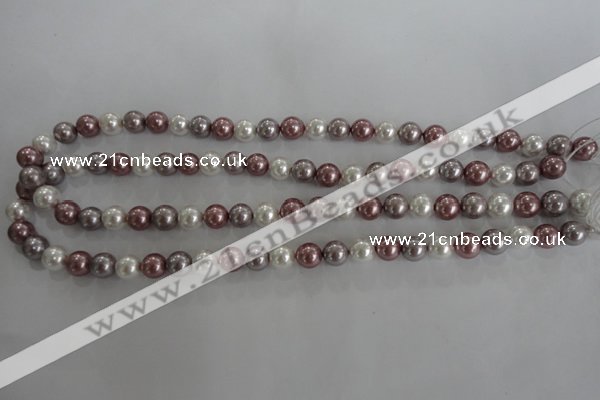 CSB1036 15.5 inches 8mm round mixed color shell pearl beads