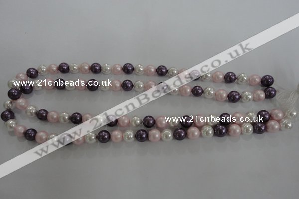 CSB1037 15.5 inches 8mm round mixed color shell pearl beads