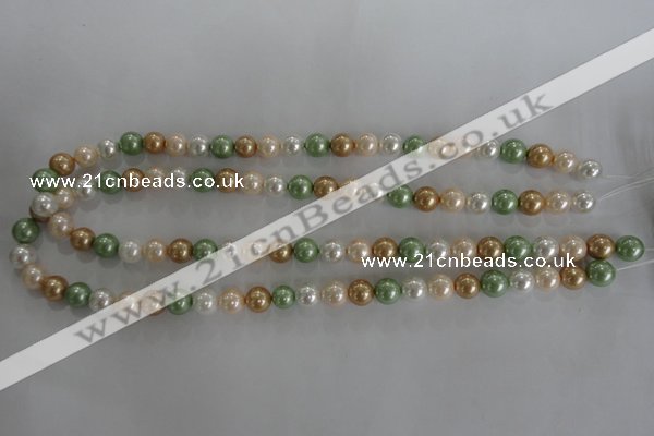 CSB1039 15.5 inches 8mm round mixed color shell pearl beads