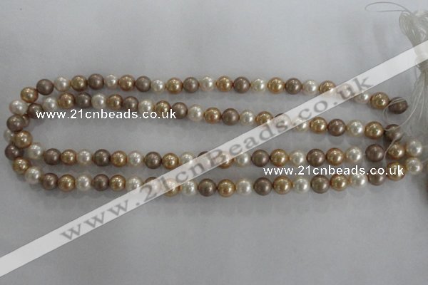 CSB1040 15.5 inches 8mm round mixed color shell pearl beads