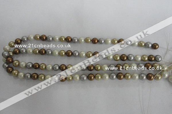 CSB1041 15.5 inches 8mm round mixed color shell pearl beads