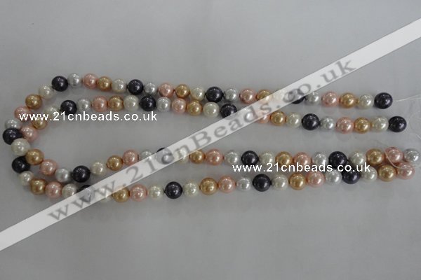 CSB1042 15.5 inches 8mm round mixed color shell pearl beads