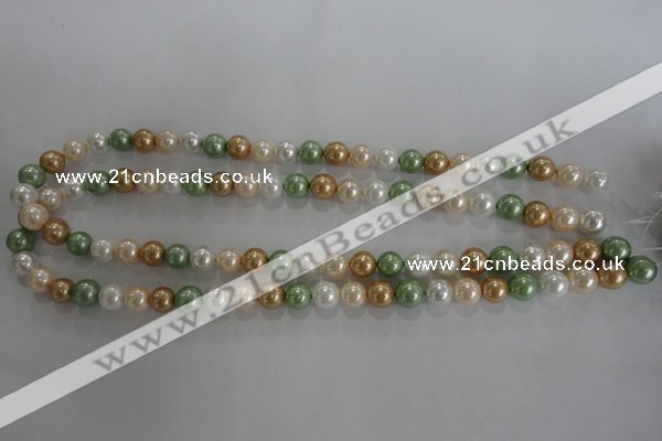 CSB1043 15.5 inches 8mm round mixed color shell pearl beads