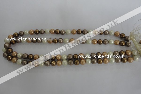 CSB1044 15.5 inches 8mm round mixed color shell pearl beads