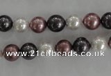 CSB1045 15.5 inches 8mm round mixed color shell pearl beads