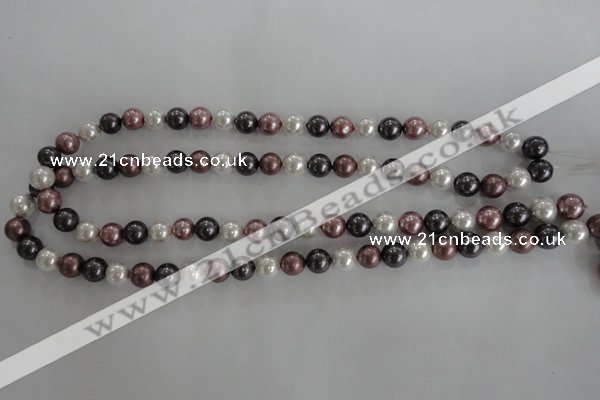 CSB1045 15.5 inches 8mm round mixed color shell pearl beads