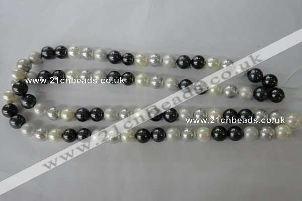 CSB1051 15.5 inches 10mm round mixed color shell pearl beads