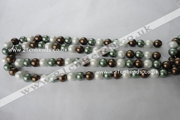 CSB1053 15.5 inches 10mm round mixed color shell pearl beads