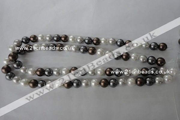 CSB1054 15.5 inches 10mm round mixed color shell pearl beads