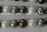 CSB1055 15.5 inches 10mm round mixed color shell pearl beads