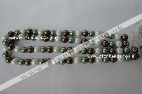 CSB1055 15.5 inches 10mm round mixed color shell pearl beads