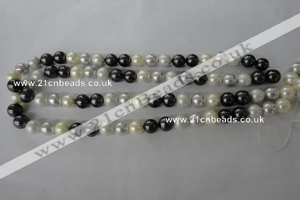 CSB1056 15.5 inches 10mm round mixed color shell pearl beads