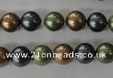 CSB1057 15.5 inches 10mm round mixed color shell pearl beads