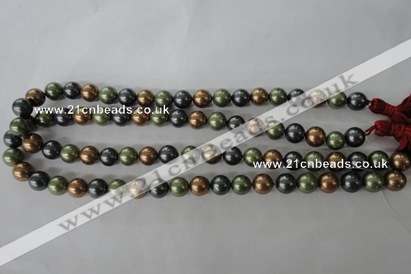 CSB1057 15.5 inches 10mm round mixed color shell pearl beads