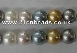 CSB1058 15.5 inches 10mm round mixed color shell pearl beads