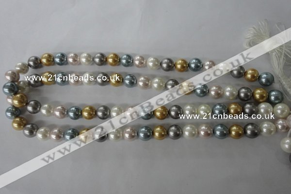 CSB1058 15.5 inches 10mm round mixed color shell pearl beads