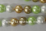 CSB1062 15.5 inches 10mm round mixed color shell pearl beads