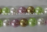 CSB1063 15.5 inches 10mm round mixed color shell pearl beads