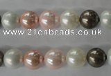 CSB1065 15.5 inches 10mm round mixed color shell pearl beads