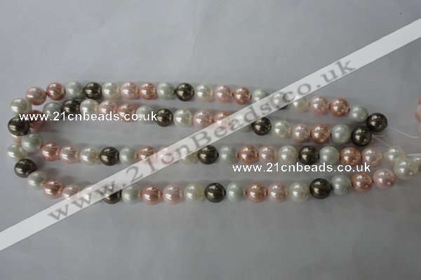 CSB1065 15.5 inches 10mm round mixed color shell pearl beads