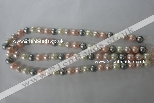 CSB1066 15.5 inches 10mm round mixed color shell pearl beads