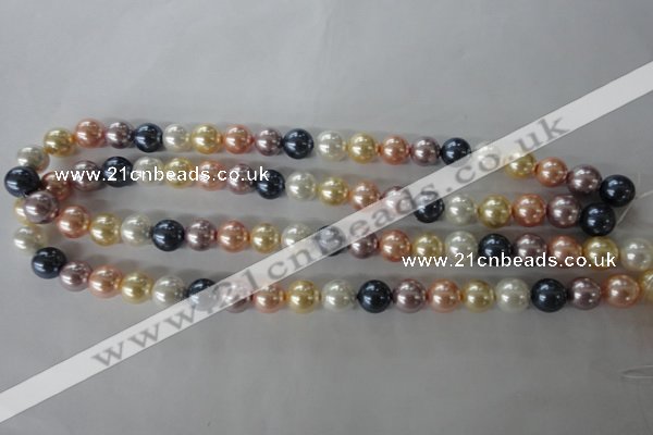 CSB1067 15.5 inches 10mm round mixed color shell pearl beads