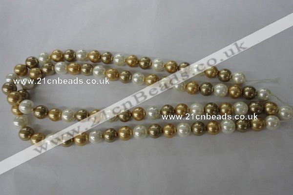 CSB1068 15.5 inches 10mm round mixed color shell pearl beads