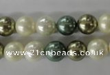 CSB1070 15.5 inches 10mm round mixed color shell pearl beads