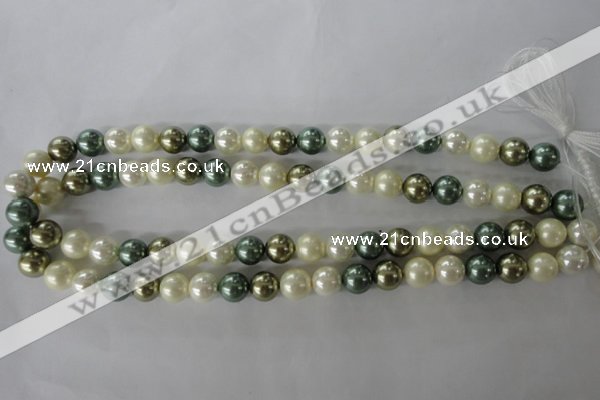CSB1070 15.5 inches 10mm round mixed color shell pearl beads