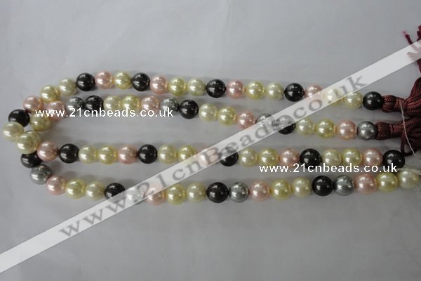 CSB1071 15.5 inches 10mm round mixed color shell pearl beads