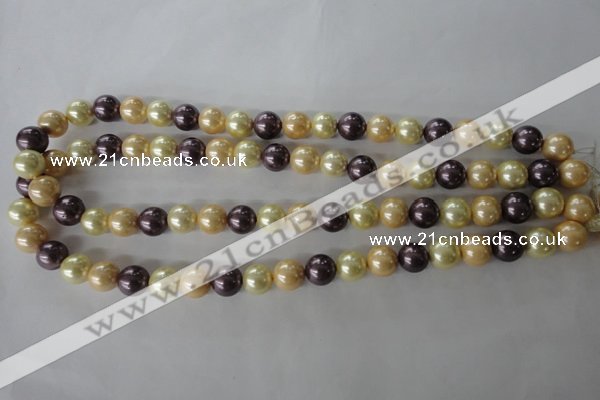 CSB1072 15.5 inches 10mm round mixed color shell pearl beads