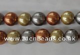 CSB1074 15.5 inches 10mm round mixed color shell pearl beads