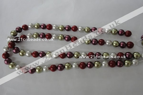 CSB1075 15.5 inches 10mm round mixed color shell pearl beads