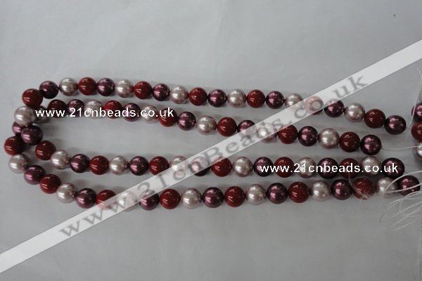 CSB1076 15.5 inches 10mm round mixed color shell pearl beads