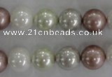 CSB1080 15.5 inches 12mm round mixed color shell pearl beads